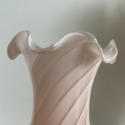 Vase en verre et opaline - Rose poudré