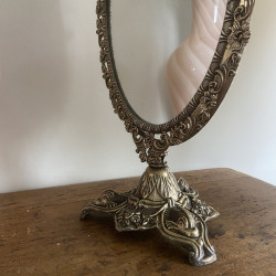 MIROIR psyché de table , en laiton, coloris cuivre , miror miroir