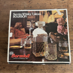 Service à Whisky vintage (7 pièces) en verre ciselé - Bormioli