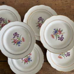 Assiettes plates en porcelaine (lot de 6) - Gien - Florence