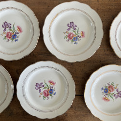 Assiettes plates en porcelaine (lot de 6) - Gien - Florence