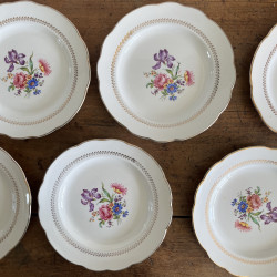 Assiettes plates en porcelaine (lot de 6) - Gien - Florence