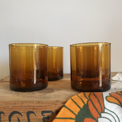Verres à eau - Gobelets ambrés (Lot de 4) - Vintage - Brocante en ligne
