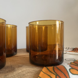 Verres à eau - Gobelets ambrés (Lot de 4) - Vintage