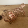 Bonbonnière vintage hexagonale en verre rose