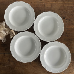 Assiettes creuses en porcelaine blanche (lot de 4) - Classic Rose Collection