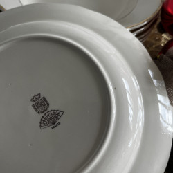 Assiettes creuses en porcelaine (lot de 8) - Digoin Sarreguemines - Ivoire et doré