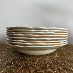 Assiettes creuses en porcelaine (lot de 8) - Digoin Sarreguemines - Ivoire et doré