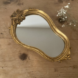 Petit miroir doré ancien - miroir Coquille - style Louis XV