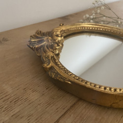 Petit miroir doré ancien - miroir Coquille - style Louis XV