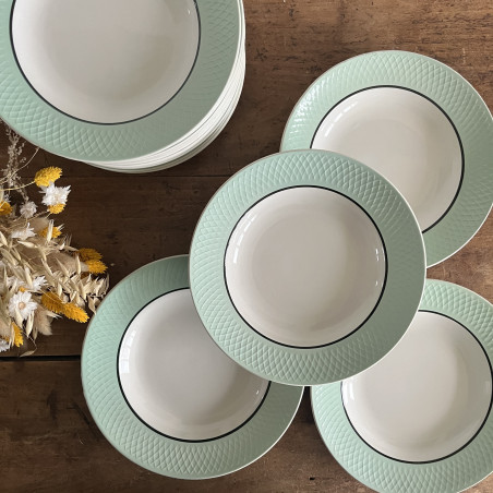 Assiette creuse - Moulin des Loups - Porcerame - Mint