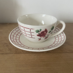 Tasse & sous-tasse - Digoin Sarreguemines - Rosa