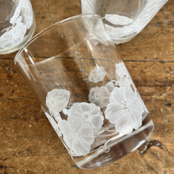 Verres à Whisky vintage (lot de 6) - Fleurs blanches - Total