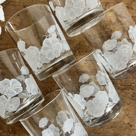 Verres à Whisky vintage (lot de 6) - Fleurs blanches - Total