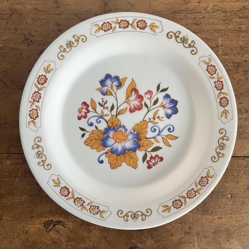 Lot De 5 Petites Assiettes Arcopal Vintage - Fabrication Française - Diamètre 19,5 Cm - Décor Floral